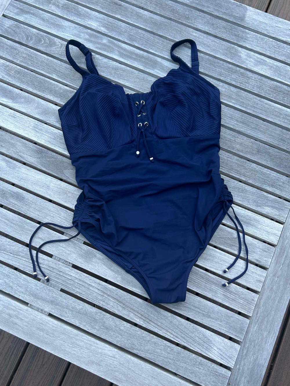 Prima Donna Navy Lace-Up One-Piece Swimsuit